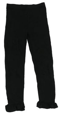 Černé vzorované legínové kalhoty s volánky Candy Couture