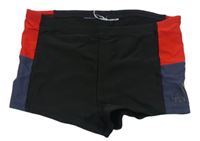 Černo-červeno-tmavošedé nohavičkové plavky Adidas