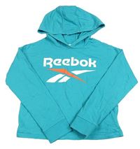 Jadeitová crop mikina s logem a kapucí Reebok