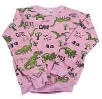 Růžová mikina s dinosaury 