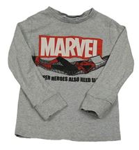 Šedé melírované pyžamové triko se Spider-manem a logem H&M