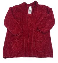 Vínový melírovaný žinylkový svetrový cardigan C&A