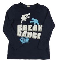 Tmavomodré triko s Break Dance tanečník a nápisy BOYS 