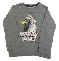 Šedá melírovaná mikina s Bugs Bunnym a Daffym