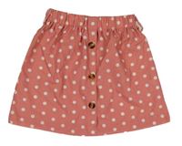 Starorůžovo-bílá puntíkatá sukně s knoflíky 