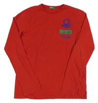 Červené triko s číslem a logem Benetton