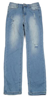 Světlemodré teplákové rifle s prošoupáním SHEIN