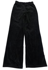 Černé plyšové flare kalhoty H&M