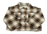 Smetanovo-hnědo-černá kostkovaná košilová bunda Next