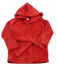 Červený plyšový župan s kapucí FESTIVE FUN