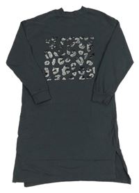 Tmavošedé šaty s překlápěcími flitry Next