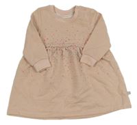 Pudrové melírované teplákové šaty s puntíky a třpytkami Liegelind