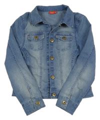 Modrá tepláková riflová crop bunda s límečkem TisSAiA