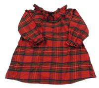Červeno-kostkované šaty s mašlí a volánky Next