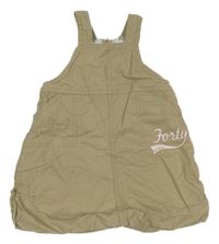 Béžové plátěné podšité balonové šaty s nápisem H&M