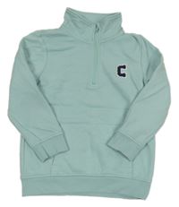 Světlemodrá mikina s písmenkem a kapsou Topolino