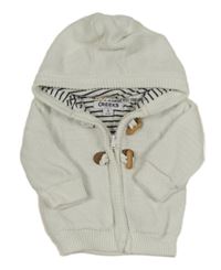 Bílý propínací podšitý svetr s kapucí CREEKS