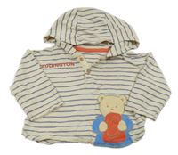 Světlebéžovo-modrá pruhovaná mikina s medvídkem Paddington a kapucí George