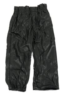 Černé paper bag cuff koženkové kalhoty PRIMIGI