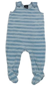 Modro-světlemodré pruhované sametové dupačky 