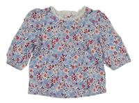 Bílo-modré květované triko s krajkou Matalan