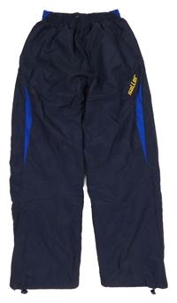 Tmavomodro-safírové šusťákové sportovní kalhoty s logem saller