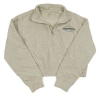 Světlešedá melírovaná oversize crop mikina s nápisy John Lewis