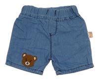 Modré lehké riflové kraťasy s medvídkem 