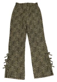 Béžovo-černé vzorované mačkané kalhoty s mašlemi LC WaIKIKI