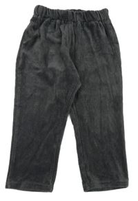 Tmavošedé žebrované sametové kalhoty BREEZE
