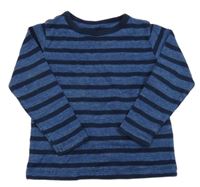 Modro-tmavomodré pruhované melírované triko H&M