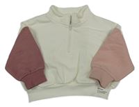 Smetanovo-starorůžovo-pudrová oversize mikina PRIMARK