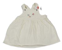 Nové - smetanové riflové šaty s kapsou s květy H&M