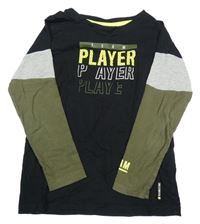 Černo-khaki-šedé triko s nápisy EUROPE KIDS