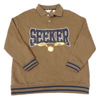 Hnědá mikina s nápisem - Harry Potter a pruhy a límečkem H&M