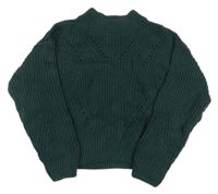 Smaragdový žebrovaný crop svetr H&M