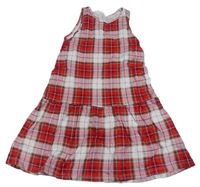 Červeno-béžovo-hnědé kostkované bavlněné šaty H&M