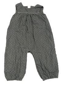 Tmavošedý puntíkatý manšestrový podšitý kalhotový overal The Little White Company