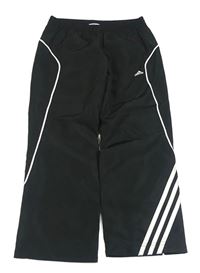 Černé šusťákové funkční podšité kalhoty s logem Adidas
