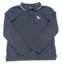 Tmavomodré melírované polo triko s výšivkou C&A