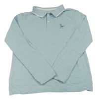Světlemodré melírované polo triko s výšivkou zn. C&A