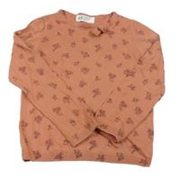 Starorůžový květovaný lehký svetr s mašlí H&M