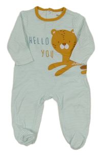 Bílo-tyrkysový pruhovaný overal s tygrem Orchestra