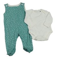 2set - Zelené puntíkaté dupačky + bílé body