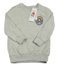 Nové - Šedá melírovaná dlouhá mikina s duhou F&F