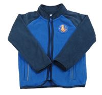 Modro-tmavomodrá fleecová propínací mikina s nášivkou Lily & Dan