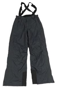 Antracitové šusťákové funkční oteplovačky s odepínacími kšandami Crane