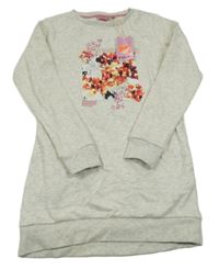 Nové - Světlešedé melírované teplákové šaty s květy Alive