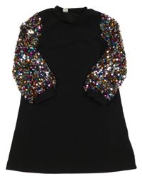 Černé šaty s flitrovými rukávy Shein