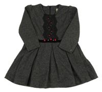 Tmavošedé melírované šaty s krajkou